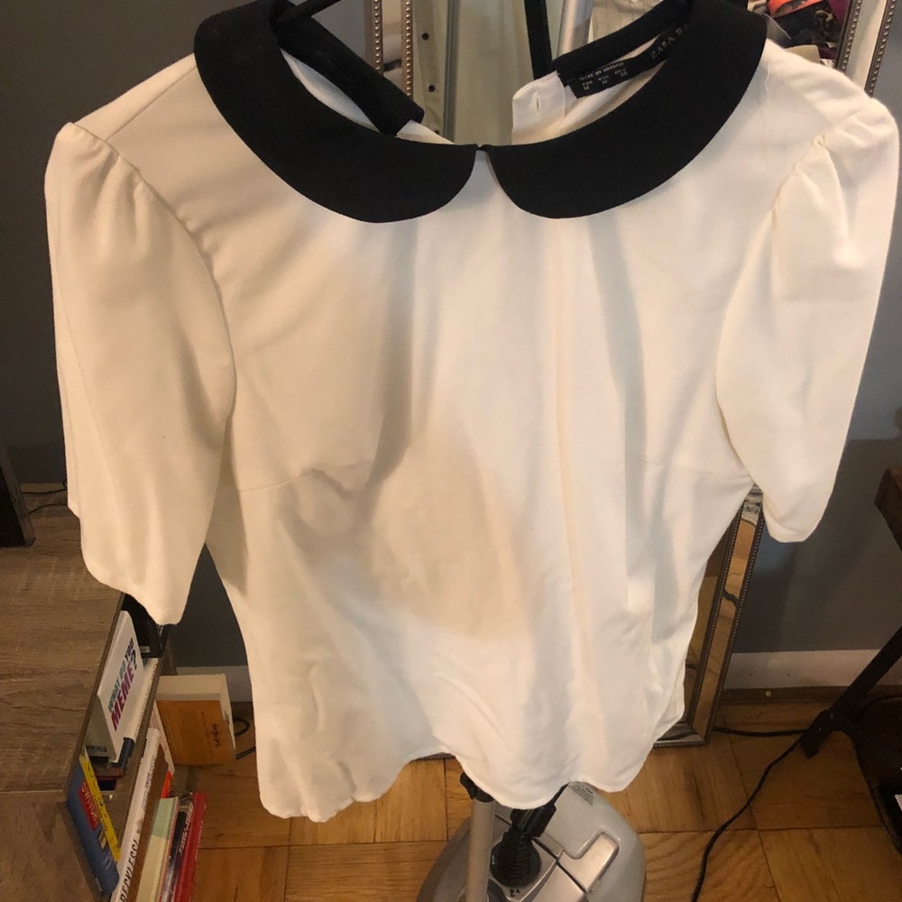 ZARA white peplum with black details! $15